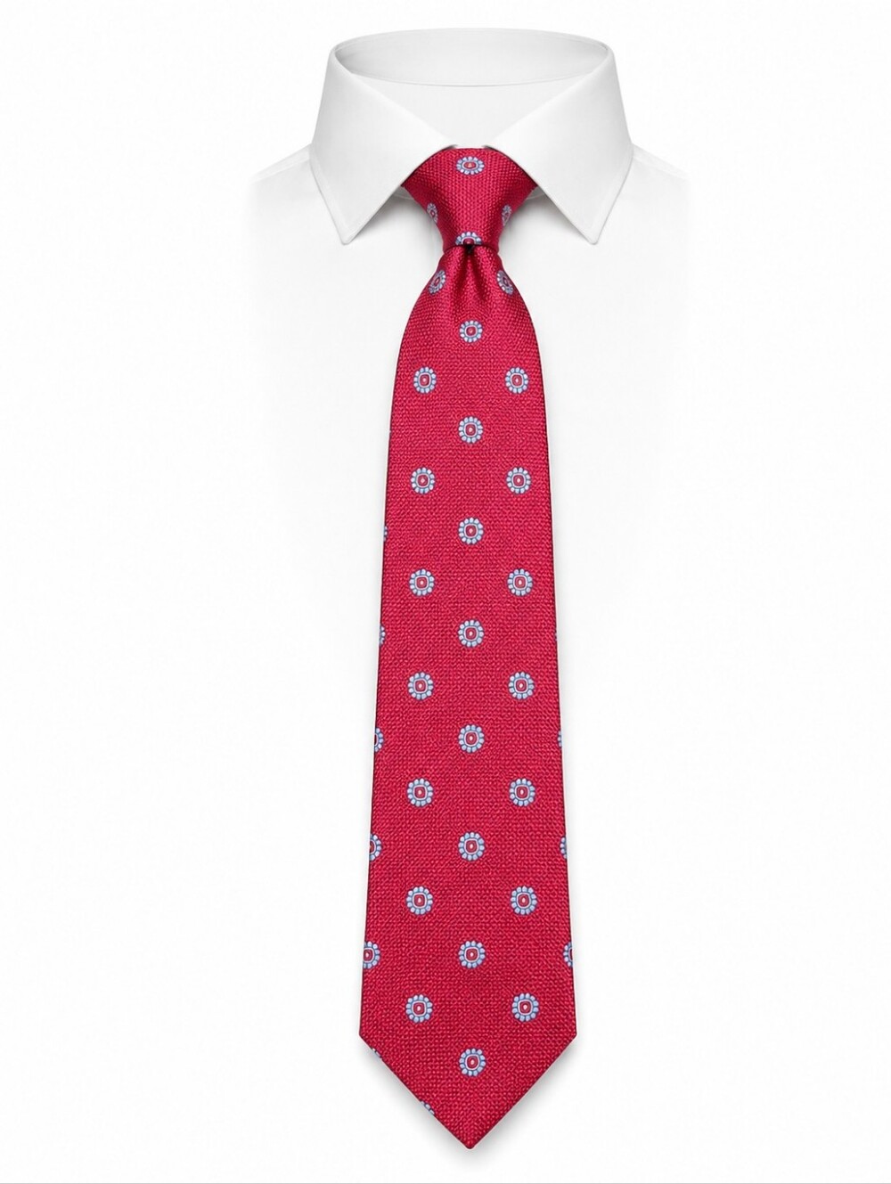 BROOKS BROTHERS | Italian Silk Red Medallion Necktie USA Classic | 64"